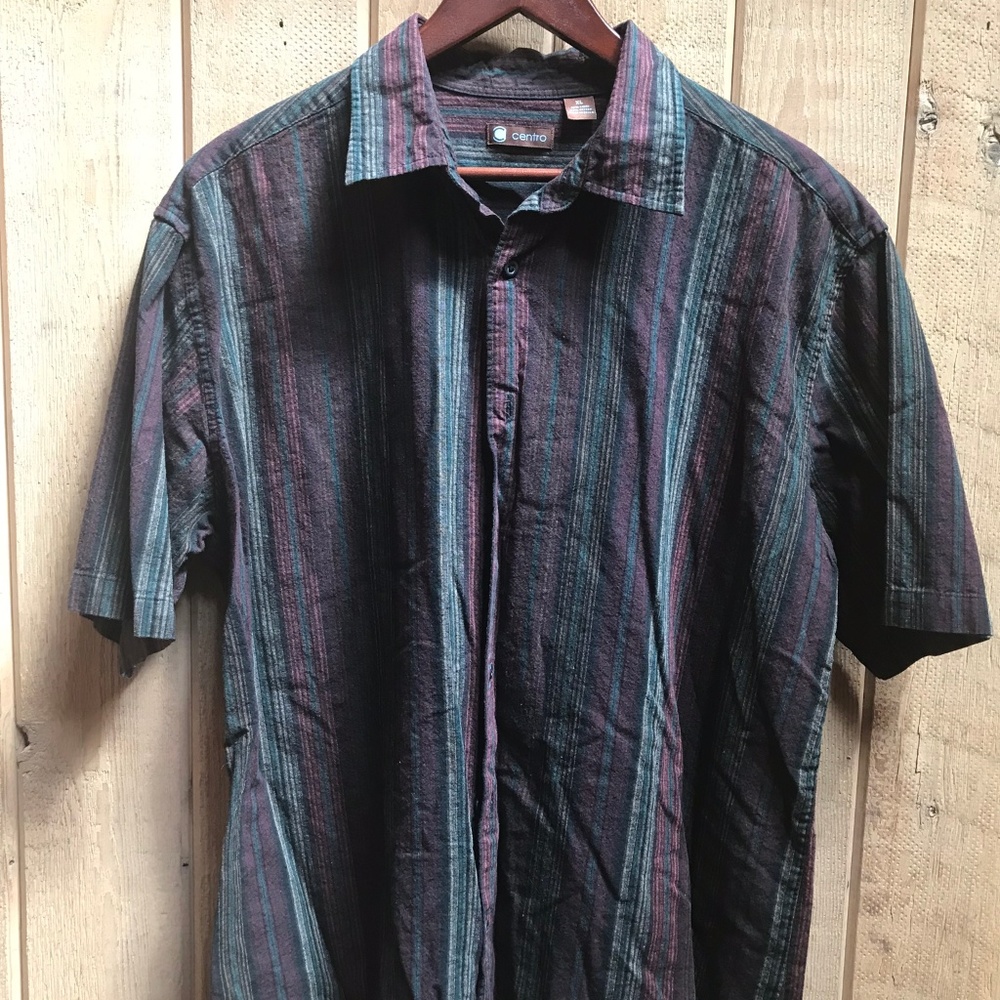 Men's Short Sleeve Casual Button-Down Shirt - XL